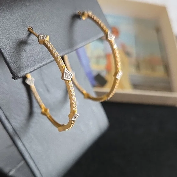 Freida Rothman Pave Arrow Hoop Earrings - Picture 4 of 8